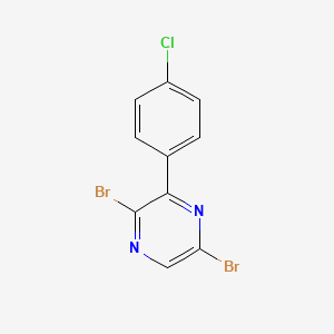 molecular formula C10H5Br2ClN2 B8433744 2,5-Dibromo-3-(4-chloro-phenyl)-pyrazine 