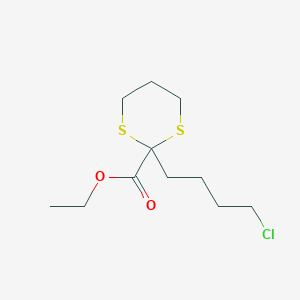 molecular formula C11H19ClO2S2 B8434049 Ethyl 2-(4-chlorobutyl)-1,3-dithiane-2-carboxylate 