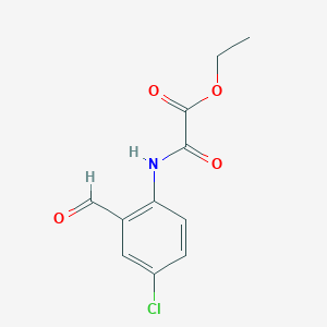 molecular formula C11H10ClNO4 B8434215 Ethyl 2-(4-chloro-2-formyl-anilino)-2-oxo-acetate 