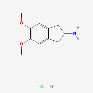 molecular formula C11H16ClNO2 B8434465 [5,6-bis(methyloxy)-2,3-dihydro-1H-inden-2-yl]amine hydrochloride 