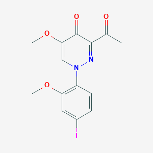 molecular formula C14H13IN2O4 B8434518 3-acetyl-1-(4-iodo-2-methoxyphenyl)-5-methoxypyridazin-4(1H)-one 