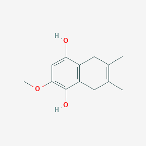 molecular formula C13H16O3 B8434558 5,8-Dihydro-6,7-dimethyl-2-methoxynaphthalene-1,4-diol 