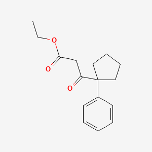 molecular formula C16H20O3 B8434592 beta-Oxo-1-phenylcyclopentanepropanoic acid ethyl ester 