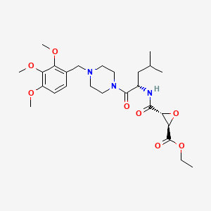 molecular formula C26H39N3O8 B8434606 Ethyl trans-3-[(s)-3-methyl-1-{4-(2,3,4-trimethoxyphenylmethyl)piperazine-1-yl carbonyl}butylcarbamoyl]oxirane-2-carboxylate 