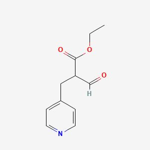 molecular formula C11H13NO3 B8434634 Ethyl 2-formyl-3-(4-pyridyl)propionate 