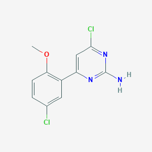 molecular formula C11H9Cl2N3O B8434663 4-Chloro-6-(5-chloro-2-methoxy-phenyl)-pyrimidin-2-yl-amine 