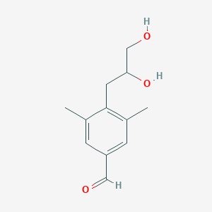 molecular formula C12H16O3 B8434716 4-(2,3-Dihydroxy-propyl)-3,5-dimethyl-benzaldehyde 