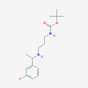 molecular formula C16H25FN2O2 B8434845 Tert-butyl 3-(1-(3-fluorophenyl)ethylamino)propylcarbamate 