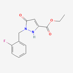 molecular formula C13H13FN2O3 B8434904 ethyl 1-(2-fluorobenzyl)-5-hydroxy-1H-pyrazole-3-carboxylate 