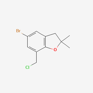 molecular formula C11H12BrClO B8434978 5-Bromo-7-(chloromethyl)-2,2-dimethyl-2,3-dihydrobenzofuran 