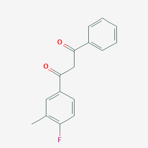 molecular formula C16H13FO2 B8435073 1-(4-Fluoro-3-methyl-phenyl)-3-phenyl-1,3-propanedione 