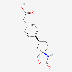 molecular formula C15H17NO4 B8435087 2-(4-((5R,7S)-2-oxo-3-oxa-1-azaspiro[4.4]nonan-7-yl)phenyl)acetic acid 
