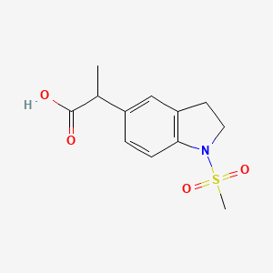 molecular formula C12H15NO4S B8435309 2-(1-(Methylsulphonyl)indolin-5-yl)propanoic acid 