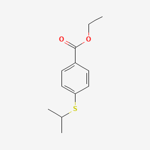 molecular formula C12H16O2S B8435415 Ethyl 4-isopropylsulfanylbenzoate 