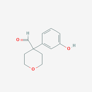 molecular formula C12H14O3 B8435477 4-Formyl-4-(3-hydroxyphenyl)tetrahydropyran 