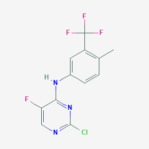 molecular formula C12H8ClF4N3 B8435628 2-chloro-5-fluoro-N4-(4-methyl-3-trifluoromethylphenyl)-4-pyrimidineamine 