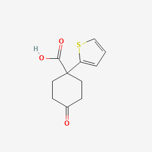 molecular formula C11H12O3S B8435658 4-Oxo-1-(thiophen-2-yl)cyclohexane-1-carboxylic acid 