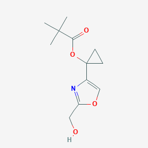 molecular formula C12H17NO4 B8435703 1-(2-(Hydroxymethyl)oxazol-4-yl)cyclopropyl pivalate 