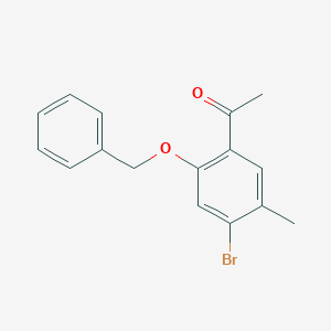molecular formula C16H15BrO2 B8435776 1-{4-Bromo-5-methyl-2-[(phenylmethyl)oxy]phenyl}ethanone 