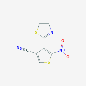 molecular formula C8H3N3O2S2 B8435866 5-Nitro-4-(thiazol-2-yl)thiophene-3-carbonitrile 