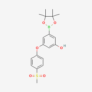 molecular formula C19H23BO6S B8435881 3-[4-(Methylsulfonyl)phenoxy]-5-(4,4,5,5-tetramethyl-1,3,2-dioxaborolan-2-yl)phenol 