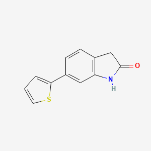 molecular formula C12H9NOS B8435929 6-Thiophen-2-yl-1,3-dihydro-indol-2-one 