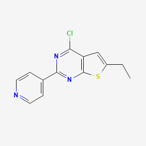 molecular formula C13H10ClN3S B8436222 4-Chloro-2-(pyridin-4-yl)-6-ethyl-thieno-[2,3-d]-pyrimidine 