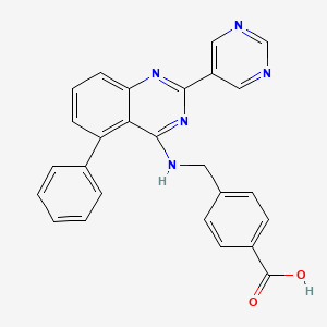 molecular formula C26H19N5O2 B8436261 4-((5-Phenyl-2-(pyrimidin-5-yl)quinazolin-4-ylamino)methyl)benzoic acid 