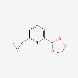 molecular formula C11H13NO2 B8436341 2-Cyclopropyl-6-(1,3-dioxolan-2-yl)pyridine 