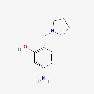 molecular formula C11H16N2O B8436345 5-Amino-2-(pyrrolidin-1-ylmethyl)phenol 