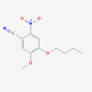 molecular formula C12H14N2O4 B8436369 2-Nitro-4-n-butoxy-5-methoxybenzonitrile 
