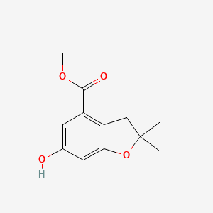 molecular formula C12H14O4 B8436464 6-Hydroxy-2,2-dimethyl-2,3-dihydro-benzofuran-4-carboxylic acid methyl ester 