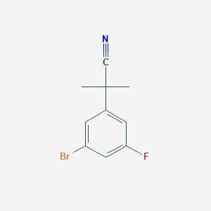 molecular formula C10H9BrFN B8436499 2-(3-Bromo-5-fluorophenyl)-2-methylpropanenitrile 