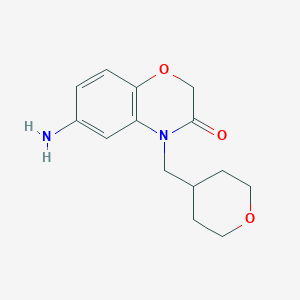 molecular formula C14H18N2O3 B8436544 4-(tetrahydropyran-4-ylmethyl)-6-amino-3,4-dihydro-2H-1,4-benzoxazin-3-one 