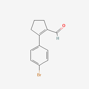molecular formula C12H11BrO B8436668 2-(4-Bromophenyl)cyclopent-1-ene-1-carbaldehyde 