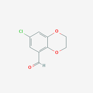 molecular formula C9H7ClO3 B8436919 7-Chloro-2,3-dihydrobenzo[b][1,4]dioxine-5-carbaldehyde 