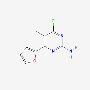 molecular formula C9H8ClN3O B8436949 4-Chloro-6-(2-furyl)-5-methylpyrimidine-2-amine 