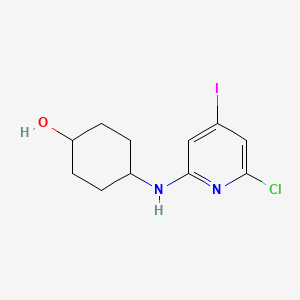 molecular formula C11H14ClIN2O B8437121 Trans 4-(6-chloro-4-iodopyridin-2-ylamino)cyclohexanol 