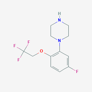 molecular formula C12H14F4N2O B8437251 1-[5-Fluoro-2-(2,2,2-trifluoroethoxy)phenyl]piperazine 