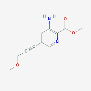 molecular formula C11H12N2O3 B8437569 3-Amino-5-(3-methoxy-prop-1-ynyl)-pyridine-2-carboxylic acid methyl ester 