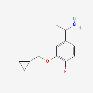 molecular formula C12H16FNO B8438092 1-(3-(Cyclopropylmethoxy)-4-fluorophenyl)ethanamine 