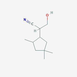 molecular formula C11H19NO B8438272 3-Hydroxy-2-(2,4,4-tri-methylcyclopentyl)propanenitrile 