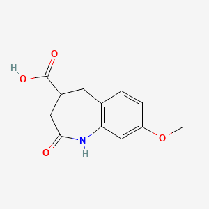 molecular formula C12H13NO4 B8438361 2,3,4,5-Tetrahydro-8-methoxy-2-oxo-1H-1-benzazepine-4-carboxylic acid 