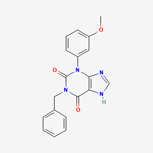molecular formula C19H16N4O3 B8438371 1-benzyl-3-(3-methoxyphenyl)-3,7-dihydro-1H-purine-2,6-dione 