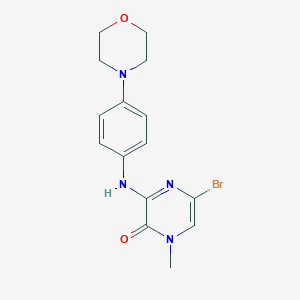 molecular formula C15H17BrN4O2 B8438503 5-Bromo-1-methyl-3-(4-morpholinophenylamino)pyrazin-2(1H)-one 