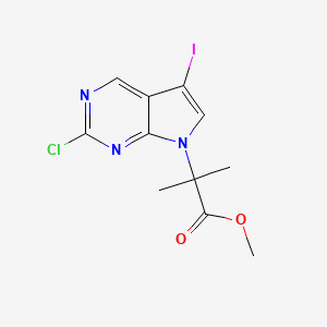 Methyl 2-(2-chloro-5-iodo-7H-pyrrolo[2,3-d]pyrimidin-7-yl)-2-methylpropanoate
