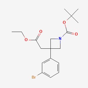 molecular formula C18H24BrNO4 B8438690 Tert-butyl 3-(3-bromophenyl)-3-(2-ethoxy-2-oxoethyl)azetidine-1-carboxylate 
