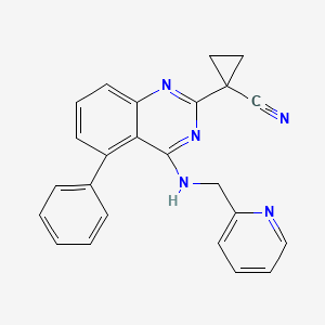 molecular formula C24H19N5 B8438699 1-(5-Phenyl-4-(pyridin-2-ylmethylamino)quinazolin-2-yl)cyclopropanecarbonitrile 