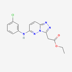 molecular formula C15H14ClN5O2 B8438751 Ethyl 2-(6-(3-chlorophenylamino)-[1,2,4]triazolo[4,3-b]pyridazin-3-yl)acetate 
