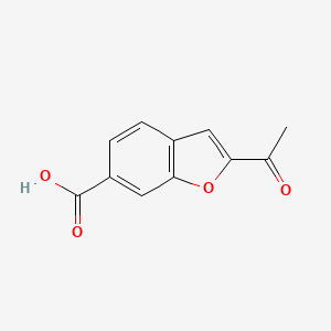 molecular formula C11H8O4 B8438786 2-Acetyl-1-benzofuran-6-carboxylic acid 